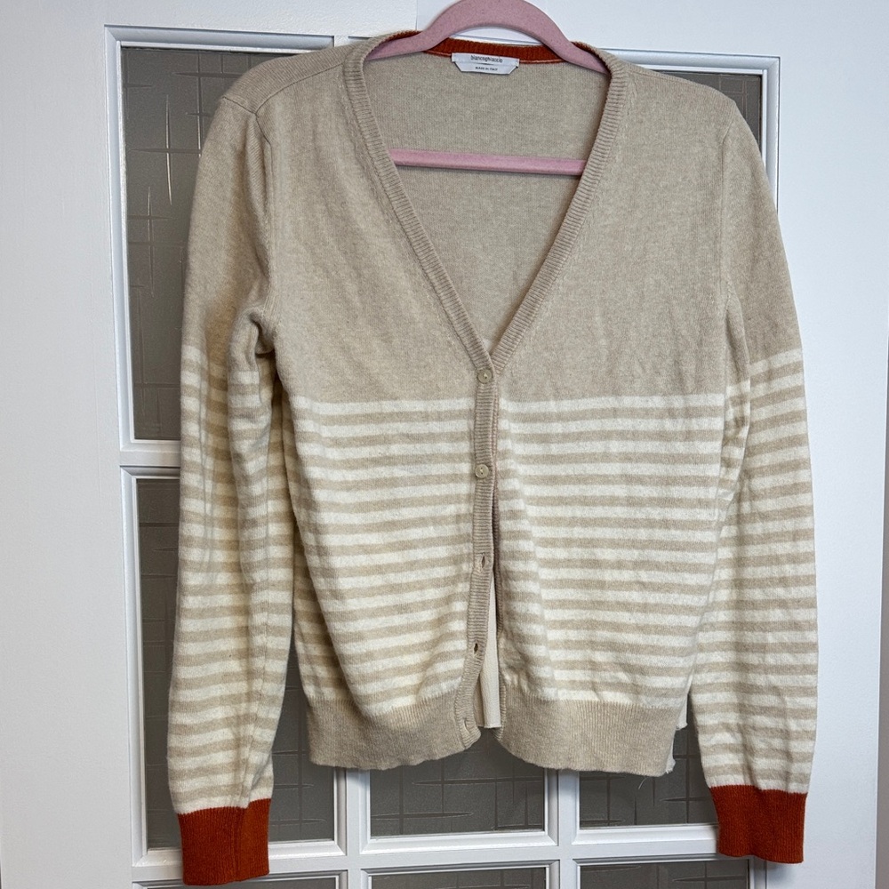 Striped Beige and Orange Cardigan - Picture 2 of 9